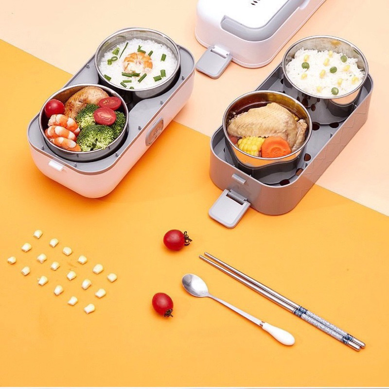 Hộp Cơm Cắm Điện 2 Tầng 4 Ngăn Inox Giữ Nhiệt Hâm Nóng Thức ăn