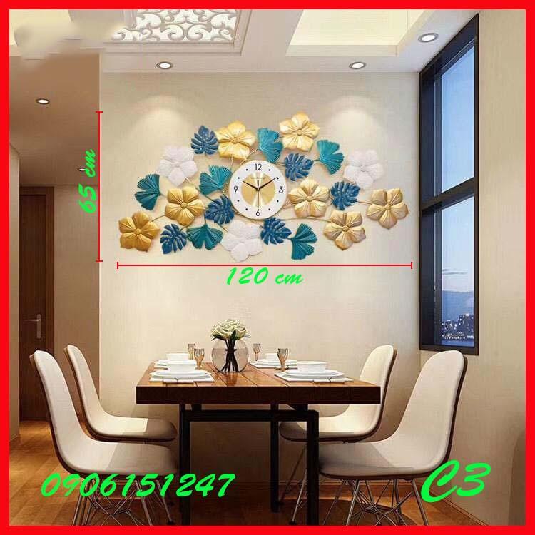 Đồng hồ treo tường trang trí decor C3 kích thước 120 x 65 cm