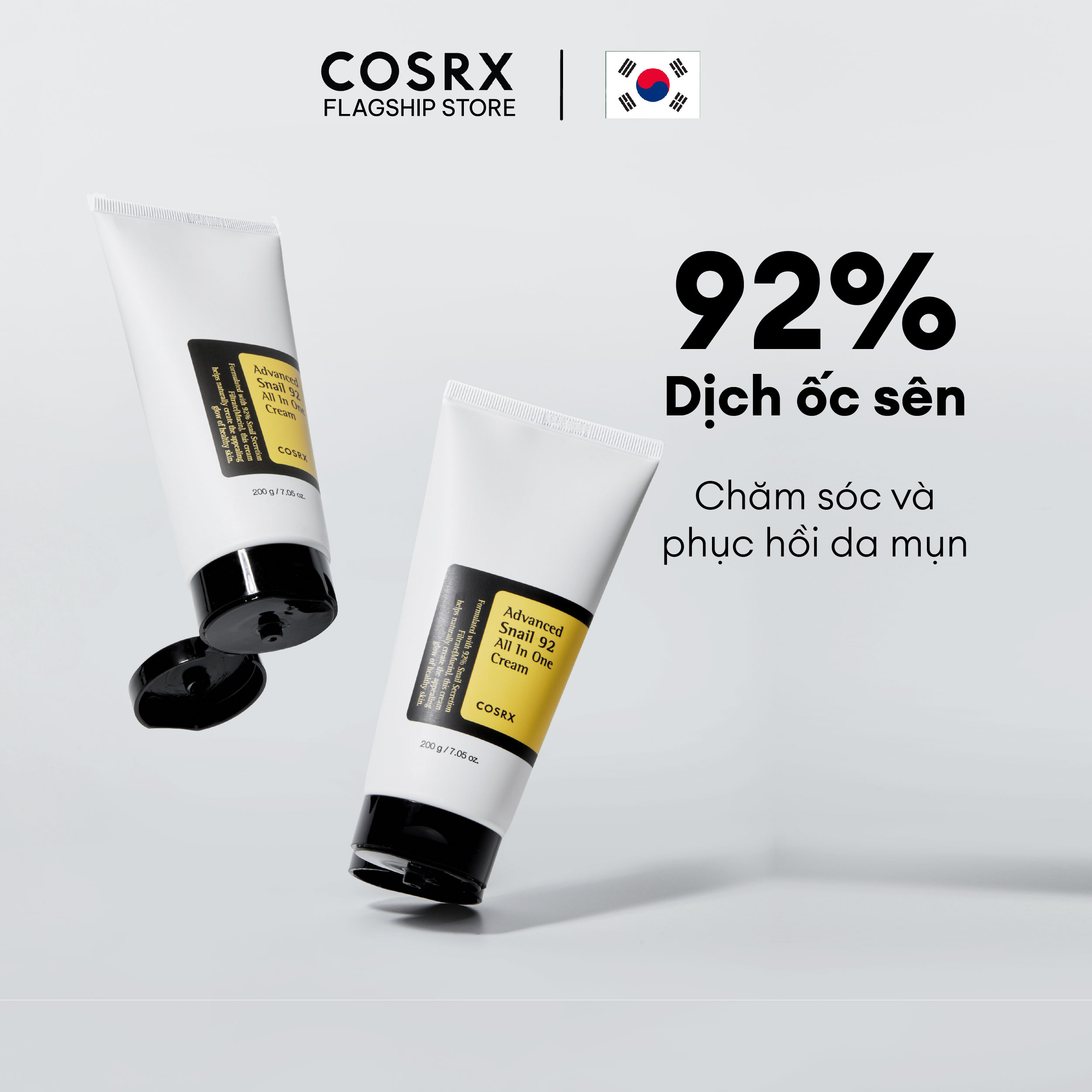 Combo 2 Kem Dưỡng Ẩm Tái Tạo và Phục Hồi Da (92% Ốc Sên) COSRX Advanced Snail 92 All in one Cream 100g