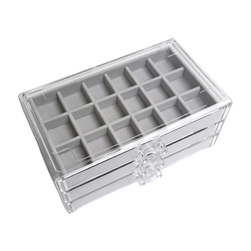 Three-Drawer Flannel Storage Box Jewelry Case for Girl Women Bracelet