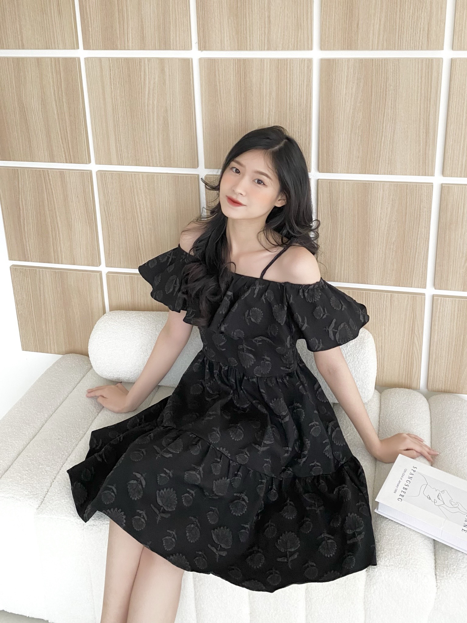 YU CHERRY | Đầm hai dây nữ, bèo trước ngực, dáng chữ A, cách đều tầng A Cami Flying Dress YD162