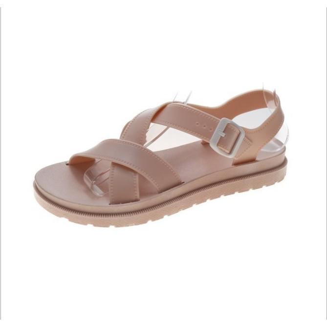 Sandal nhựa nữ quai chéo sắc màu