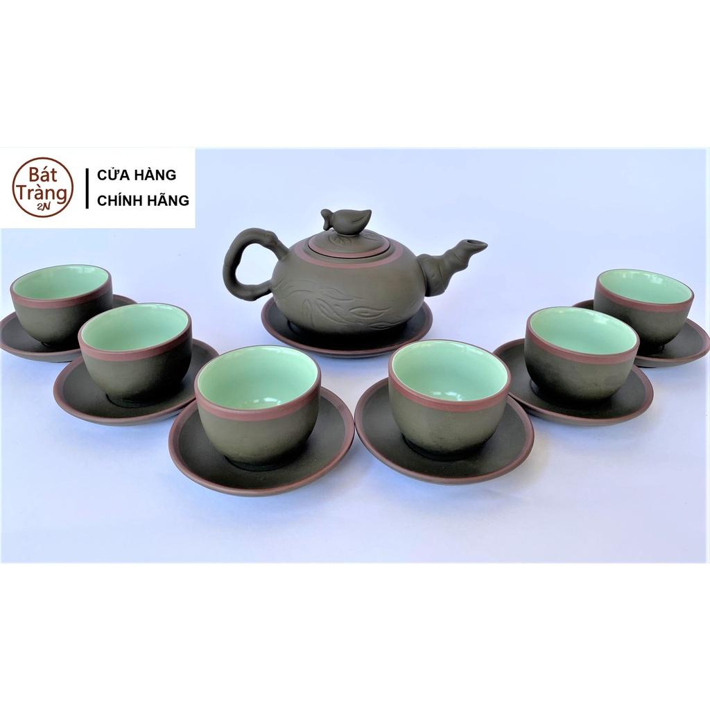 Bộ ấm trà tử sa trúc đào S1 xanh chỉ lòng xanh