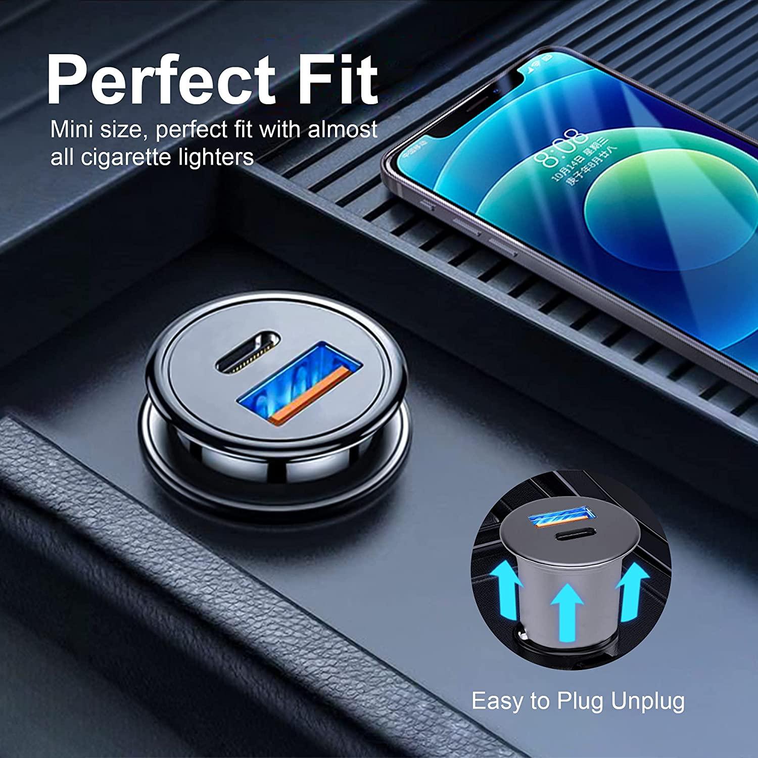 Bộ sạc xe hơi USB C, Bộ sạc xe hơi siêu nhỏ 30W Sạc nhanh