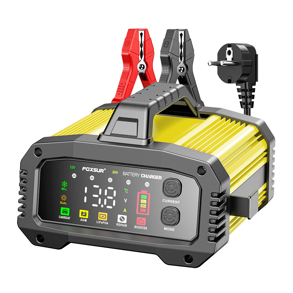 Bộ sạc ắc quy công suất lớn FOXSUR FPT-250 25A 12V 24V sạc ô tô tàu thuyền xe điện Booster Mode