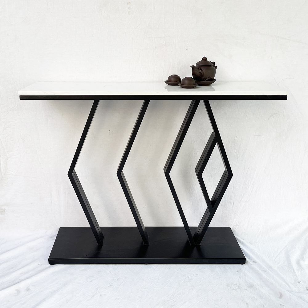 Bàn console, bàn trang trí mặt đá trắng khung sắt Juno sofa CSTCT017 108x30x80 cm