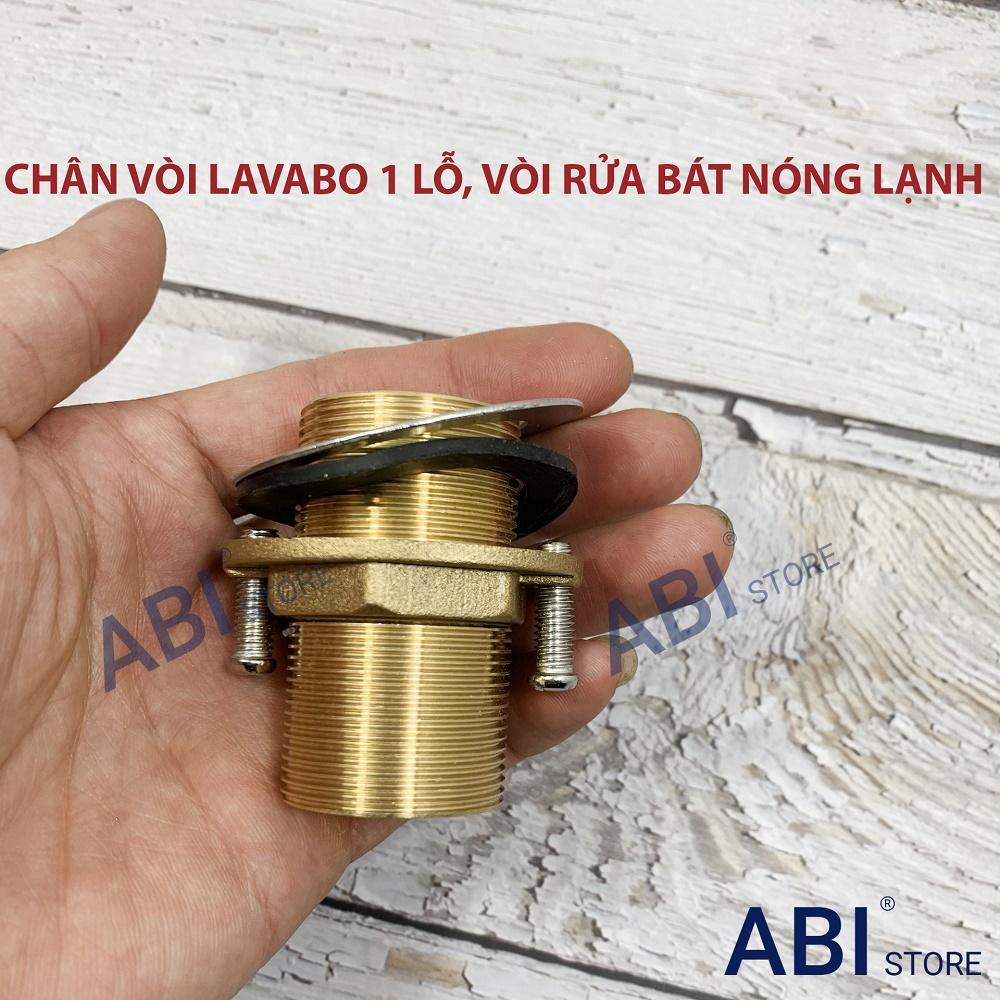 Chân vòi rửa bát nóng lạnh, chân bắt giữ vòi lavabo 1 lỗ hàng đồng dày đẹp