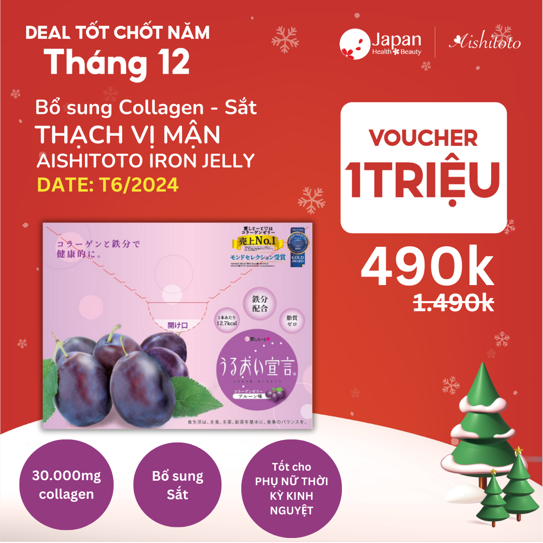 Thạch Bổ Sung Collagen Và Chất Sắt AISHITOTO Collagen Jelly Iron