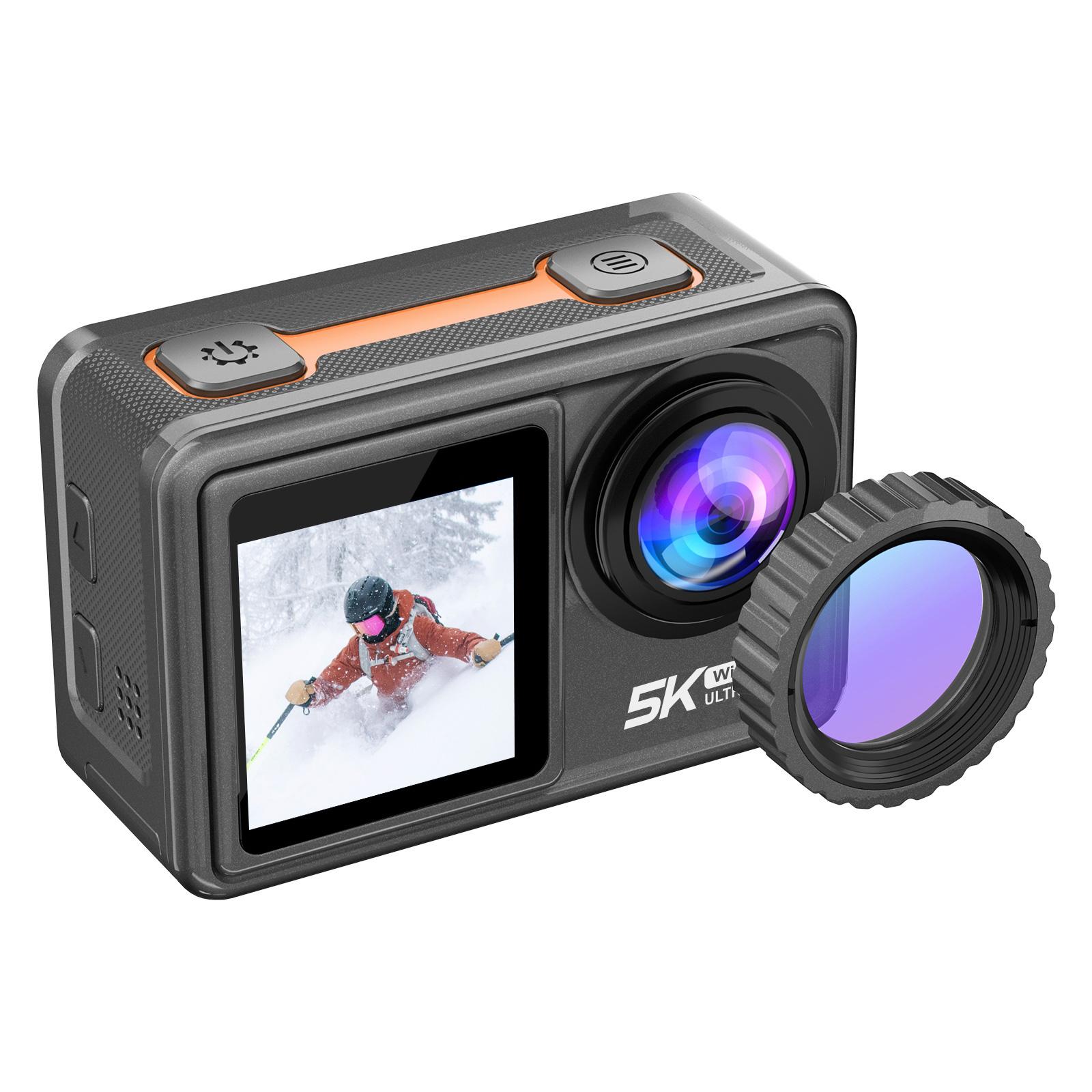 Camera Hành Động 5K 30FPS Màn Hình Cảm Ứng Kép 48MP EIS Điều Khiển Từ Xa WiFi Chống Thấm Nước Ống Kính Lọc Có Thể Tháo Rời Đầu Ghi Hình Thể Thao
