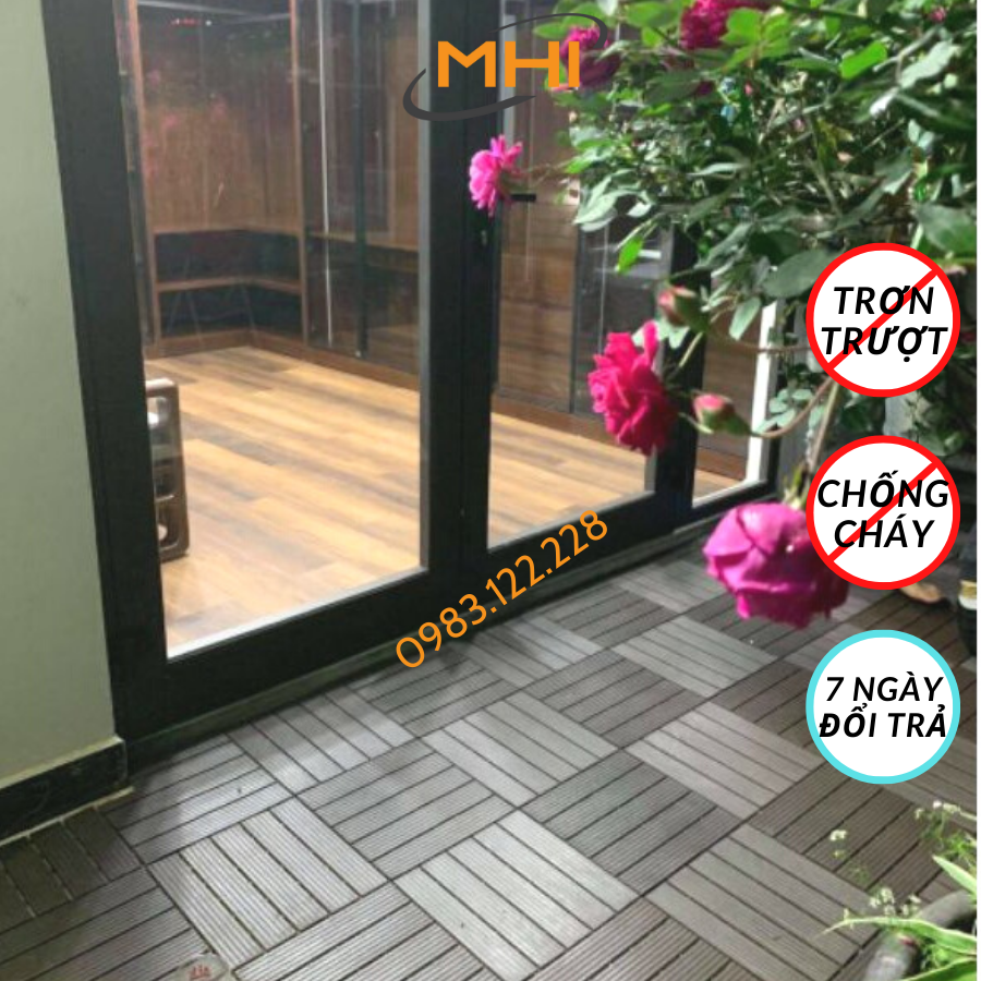 Miếng nhựa lót sàn uPVC cao cấp MHI-ECO, Tấm nhựa trải sàn trang trí ban công / sân vườn / sân thượng; lót sàn chống trơn trượt nhà tắm / bể bơi - Hàng Việt Nam chất lượng cao