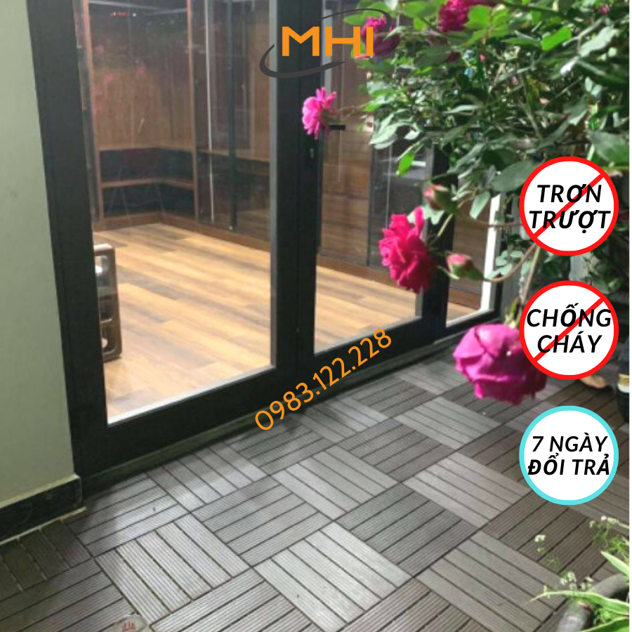 Thảm lát sàn uPVC cao cấp MHI-ECO, Tấm nhựa trải sàn trang trí ban công / sân vườn / sân thượng; lót sàn chống trơn trượt nhà tắm / bể bơi - Hàng Việt Nam chất lượng cao