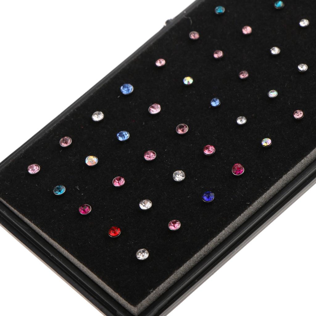 60pcs Stainless Steel Nose Rings Studs Body Piercing Jewelry Multi-Color