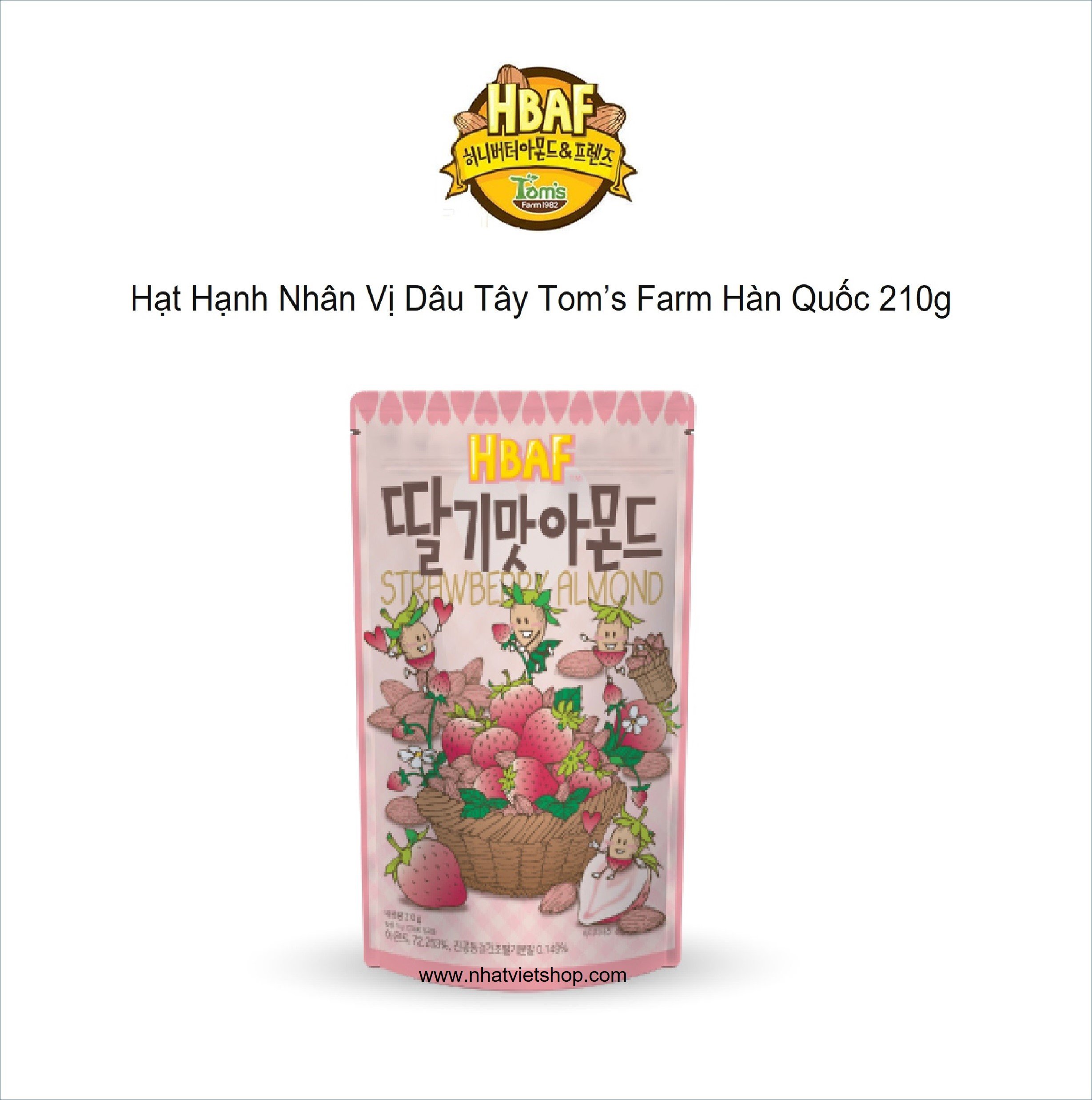 Hạt Hạnh Nhân Tẩm Vị Hàn Quốc Tom's Farm đủ vị 210g