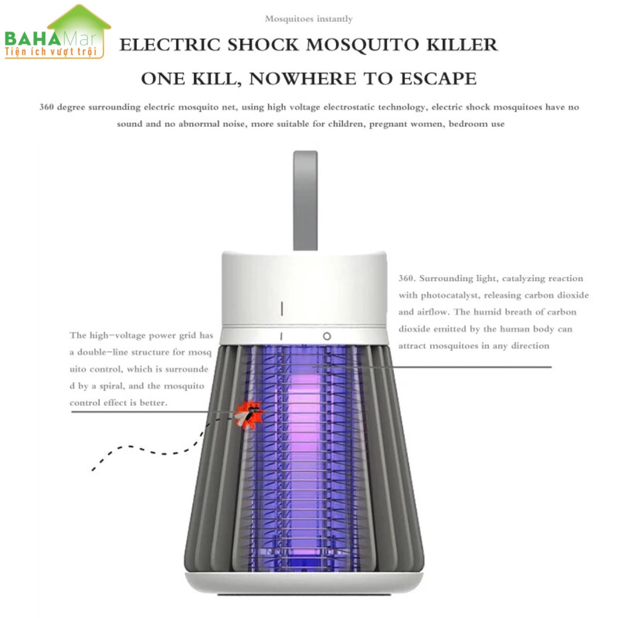 ĐÈN DIỆT MUỖI - DIỆT CÔN TRÙNG ĐA CHỨC NĂNG SẠC ĐIỆN &quot;BAHAMAR&quot; thuận tiện mang theo, nhỏ gọn mà diệt muỗi mạnh mẽ
