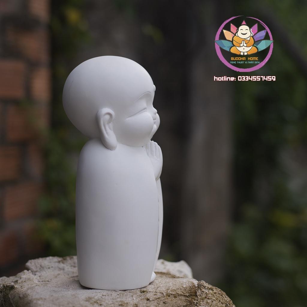 Chú tiểu decor hiện đại 21 cm trang trí nhà cửa màu trắng