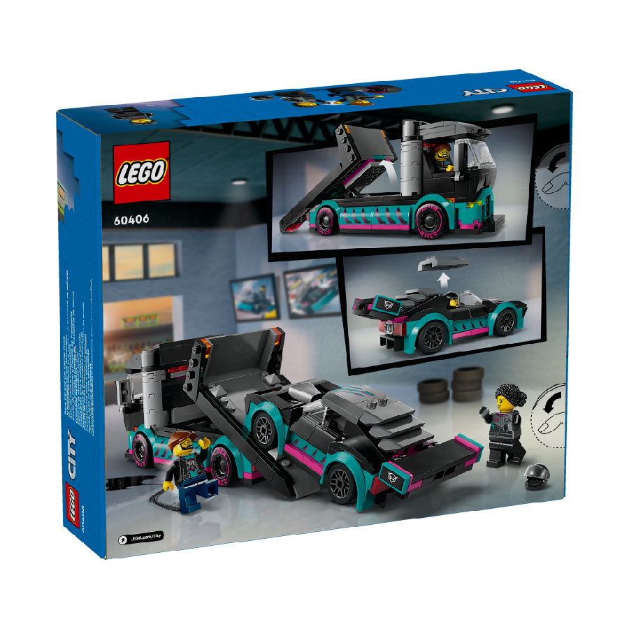 Đồ Chơi Lắp Ráp Xe Tải Vận Chuyển Xe Đua LEGO CITY 60406 (328 chi tiết)