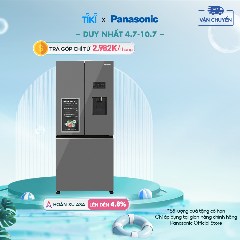 [Giao Toàn quốc] Tủ lạnh Panasonic cao cấp 3 cánh NR-CW530XMMV 495L - Lấy nước ngoài  - Làm đá tự động - Hàng chính hãng