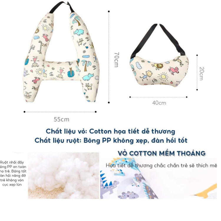 Gối Tựa Đầu Ô Tô Cho Bé Hoạt Hình Có Đai An Toàn – Gối Ngủ Trên Xe Chống Mỏi Cổ Cho Trẻ Em