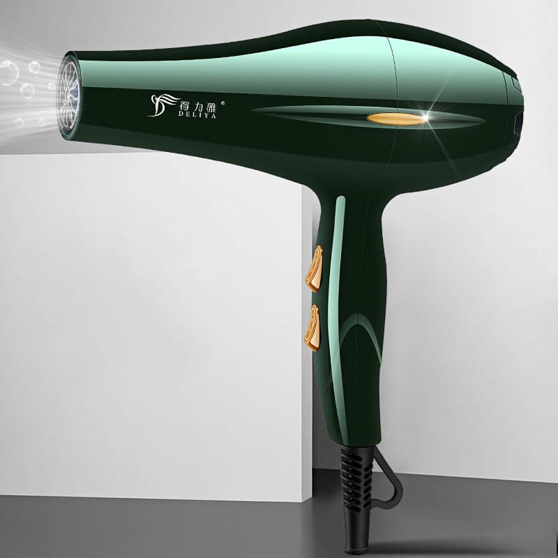 Máy sấy tóc DELIYA -Điện áp 220V tặng kèm bộ phụ kiện 5 món - 8020- xanh lá