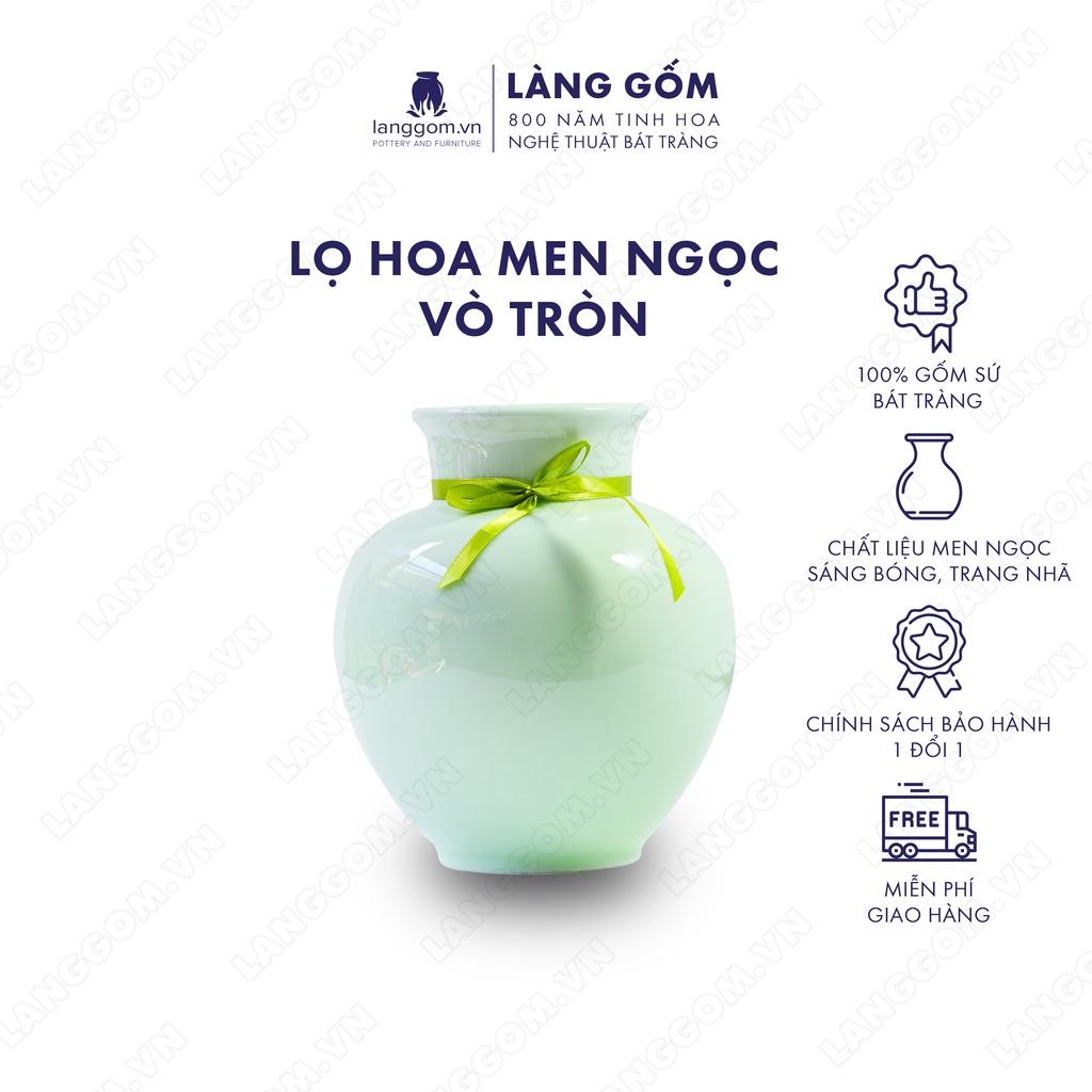 Bình hoa, lọ hoa Gốm sứ Bát Tràng cao cấp Men ngọc vô trên dùng làm quà tặng, trang trí - Làng Gốm Bát Tràng