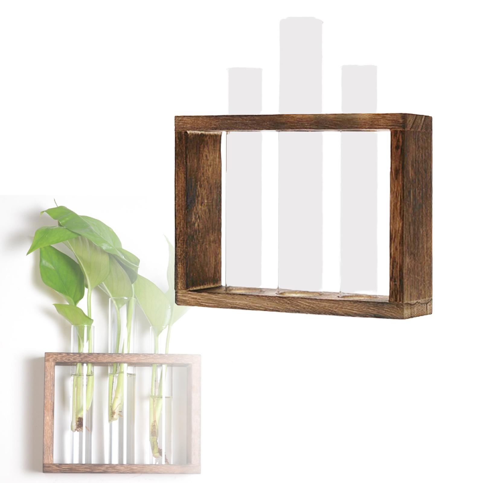 Test Tube Planter Modern Flower Bud Vase with Wood Stand 3 Test Tube