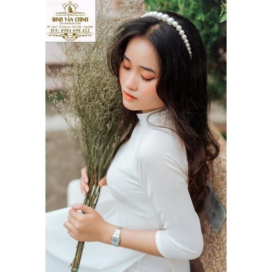 Áo dài trắng học sinh cổ truyền thống tay lỡ _ lụa mỹ cao cấp_ ADHS0123