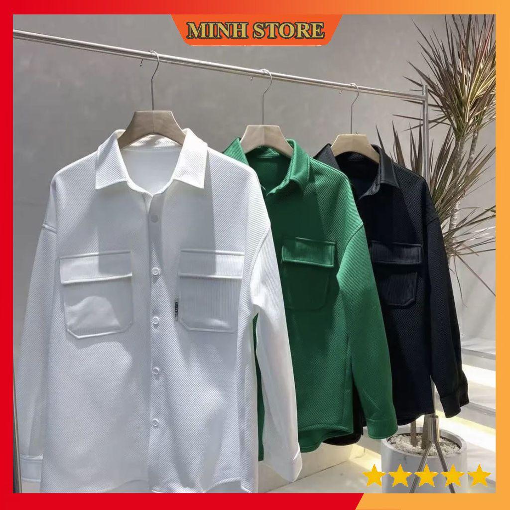 Áo sơ mi nam nữ chất cotton nhung tăm, Áo sơ mi unisex form rộng dài tay khoác ngoài SM03 - MS66