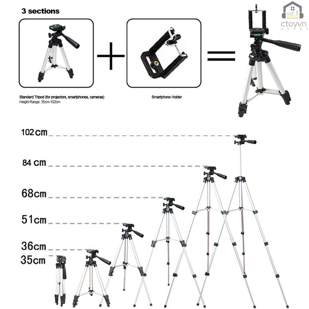 Giá đỡ ba chân bằng hợp kim nhôm 3 khớp STB-3110 35-102cm kèm điện thoại 1/4