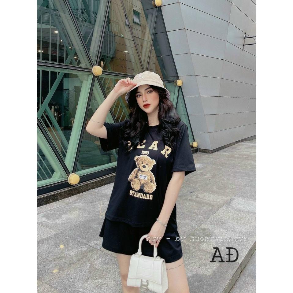 Set Quần Short + Áo Phông BEAR 1983 Ullzang , Set Đồ Nữ Đi Chơi Set Bộ Nữ Quần Short Ống Rộng Phong Cách Hàn Quốc Style Nhẹ Nhàng