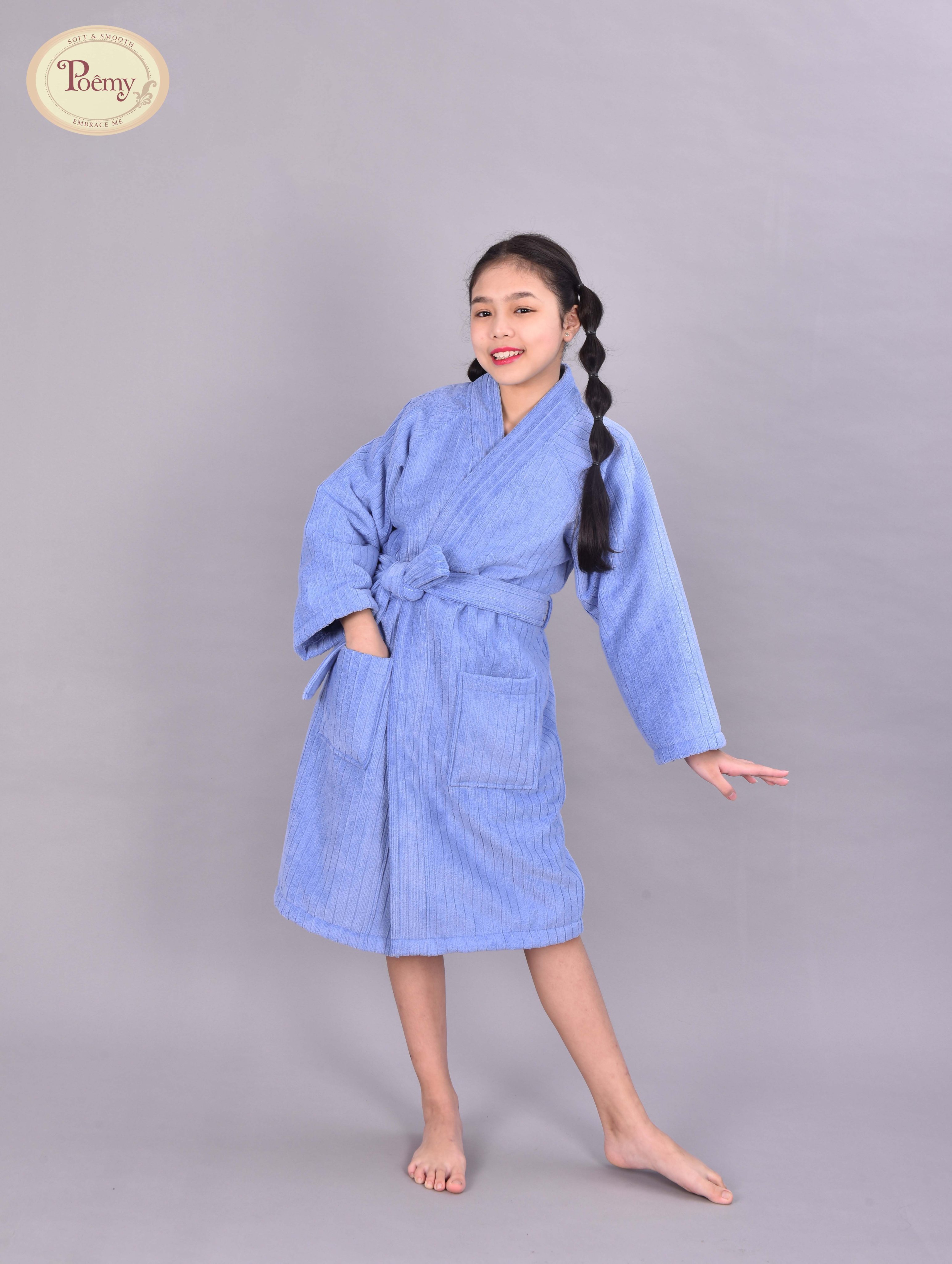 Áo choàng tắm cỡ Trung POÊMY SỌC GÂN