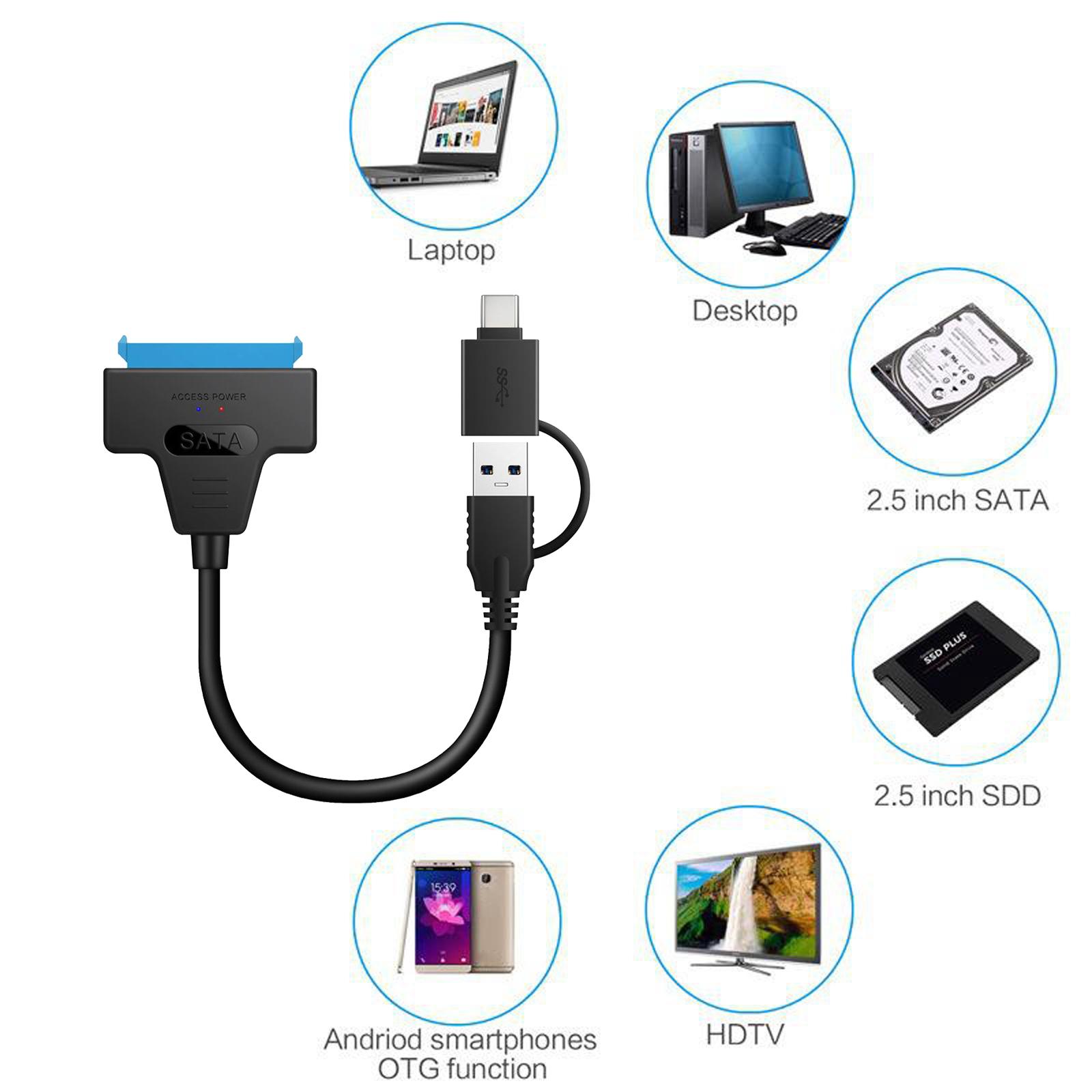 SATA to USB Adapter, USB 3.0 SATA III Hard Drive Adapter Cable, SATA to USB 3.0 Adapter Cable, for 2.5 inch SSD & HDD High Quality