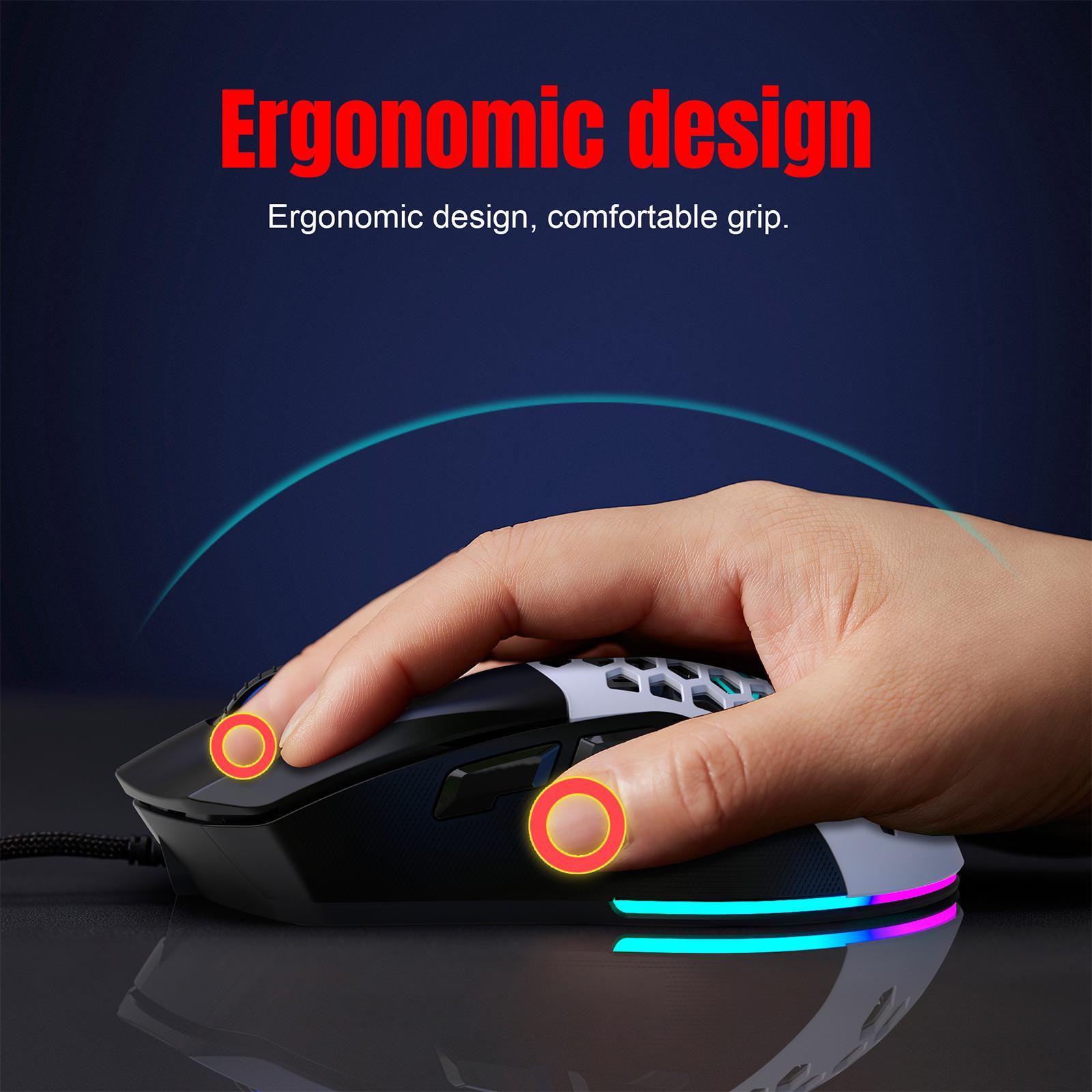 Wired Gaming Mouse Colorful LED Lights Ergonomic for Laptop