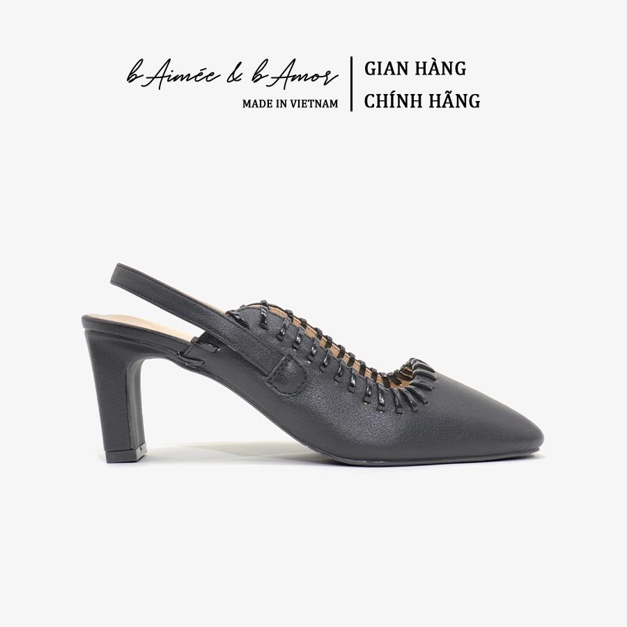 Giày cao gót nữ slingback 7p bít mũi quai sau hở gót đế vuông dáng sandal sục mũi vuông công sở bAimée &amp; bAmor - MS1761