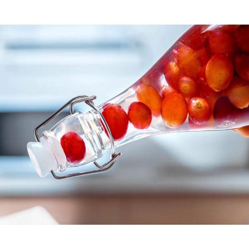 Chai lùn thủy tinh tròn nắp cài inox 500ml