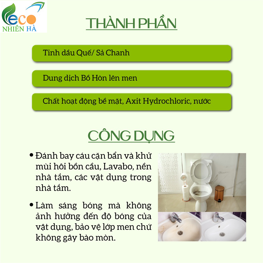 Nước tẩy bồn cầu ECOCARE 1L tinh dầu thiên nhiên, tẩy rửa bồn cầu, khử mùi, an toàn mẹ bầu