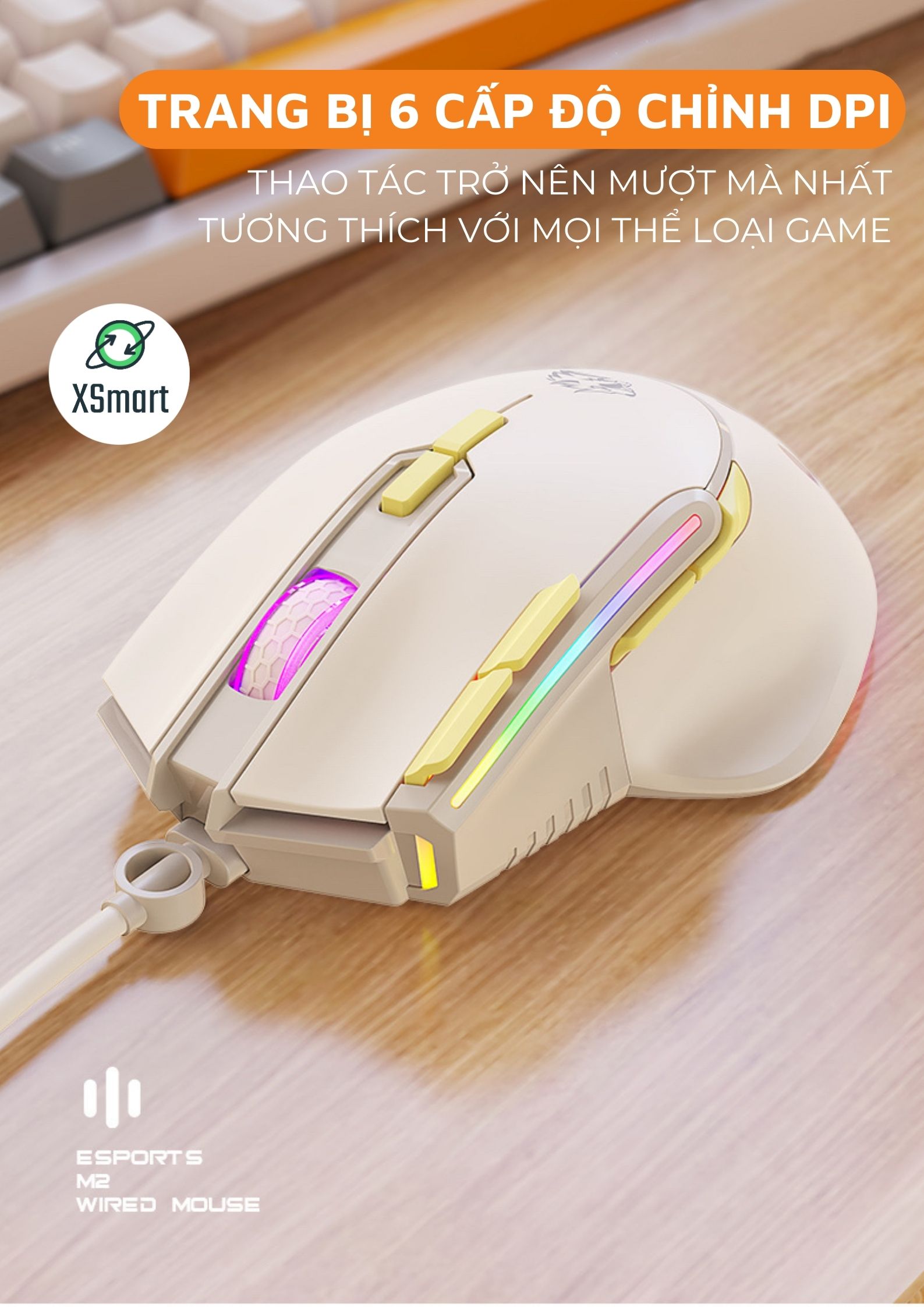 Chuột Cơ Máy Tính Gaming M2 Led RGB Thiết Kế Cực Ngầu Cài Macro Chuyên Nghiệp Chơi Game Mọi Chế Độ-Hàng Chính Hãng