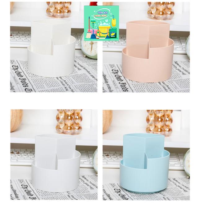 Hộp đựng bút tròn , ống cắm bút 3 ngăn bằng nhựa tiện lợi -TT1138
