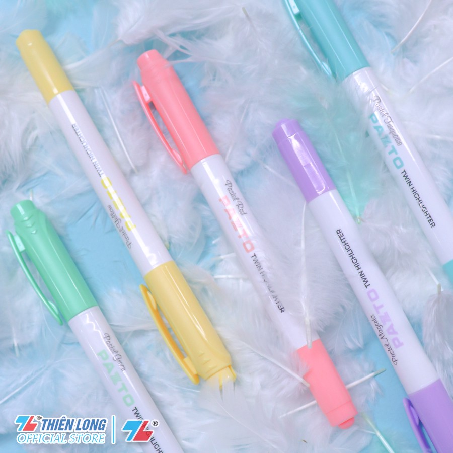 Bộ 5 cây bút dạ quang màu Pastel Thiên Long Pazto HL-016 - Bút dạ quang rửa được - Không để lại vết khi Photocopy