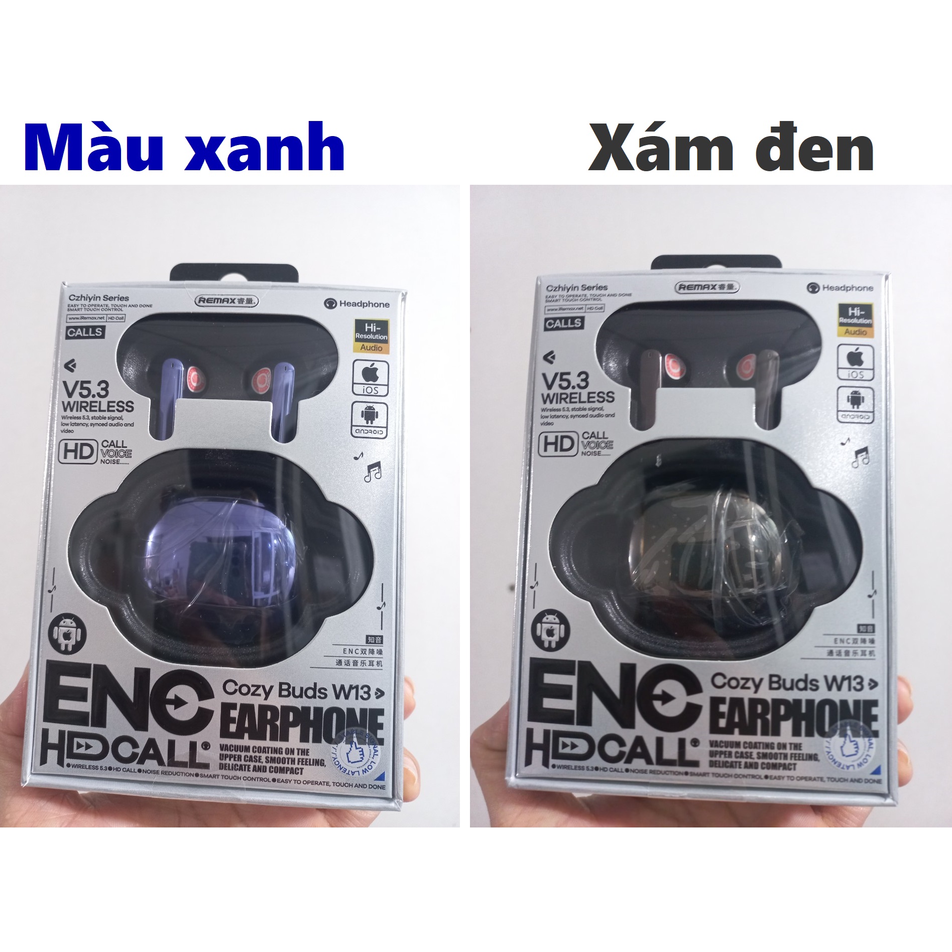 Tai nghe nhét tai bluetooth V5.3 mic khử ồn vỏ hộp phủ kim kim loại độc đáo Remax Cozy Buds W13 _ Hàng chính hãng