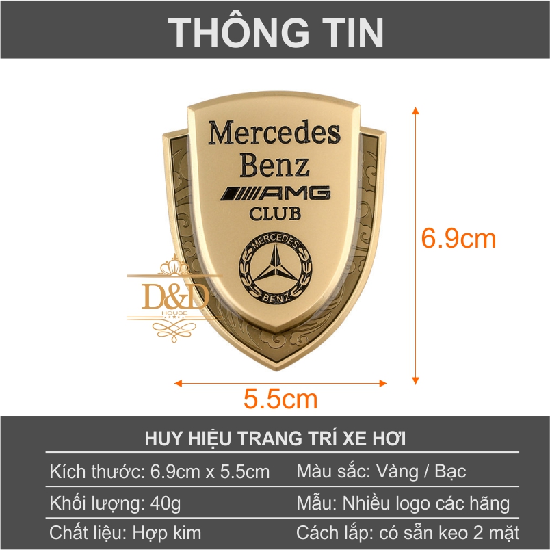 Huy hiệu kim loại trang trí ngoại thất xe hơi, ô tô