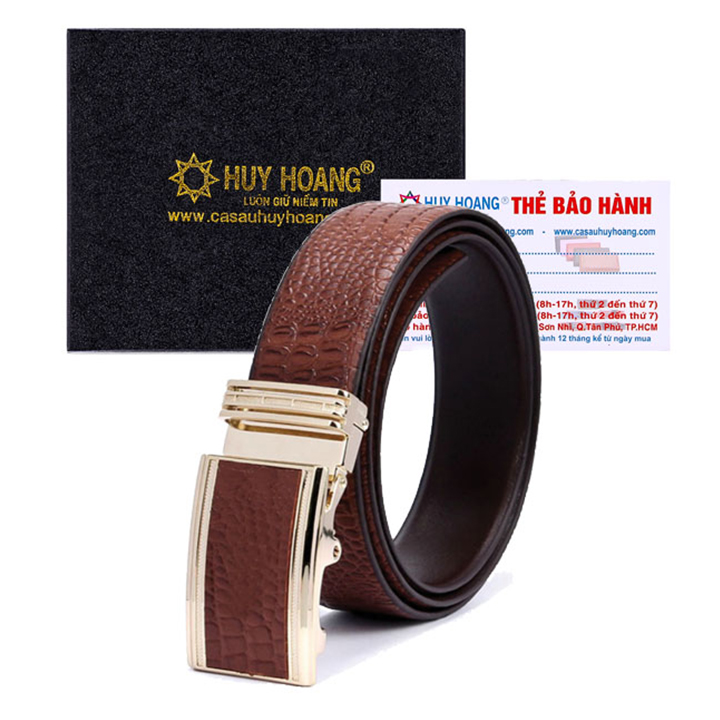 Thắt lưng nam Huy Hoàng da bò vân cá sấu 3,5P màu da, đen, nâu HC4113-14-15