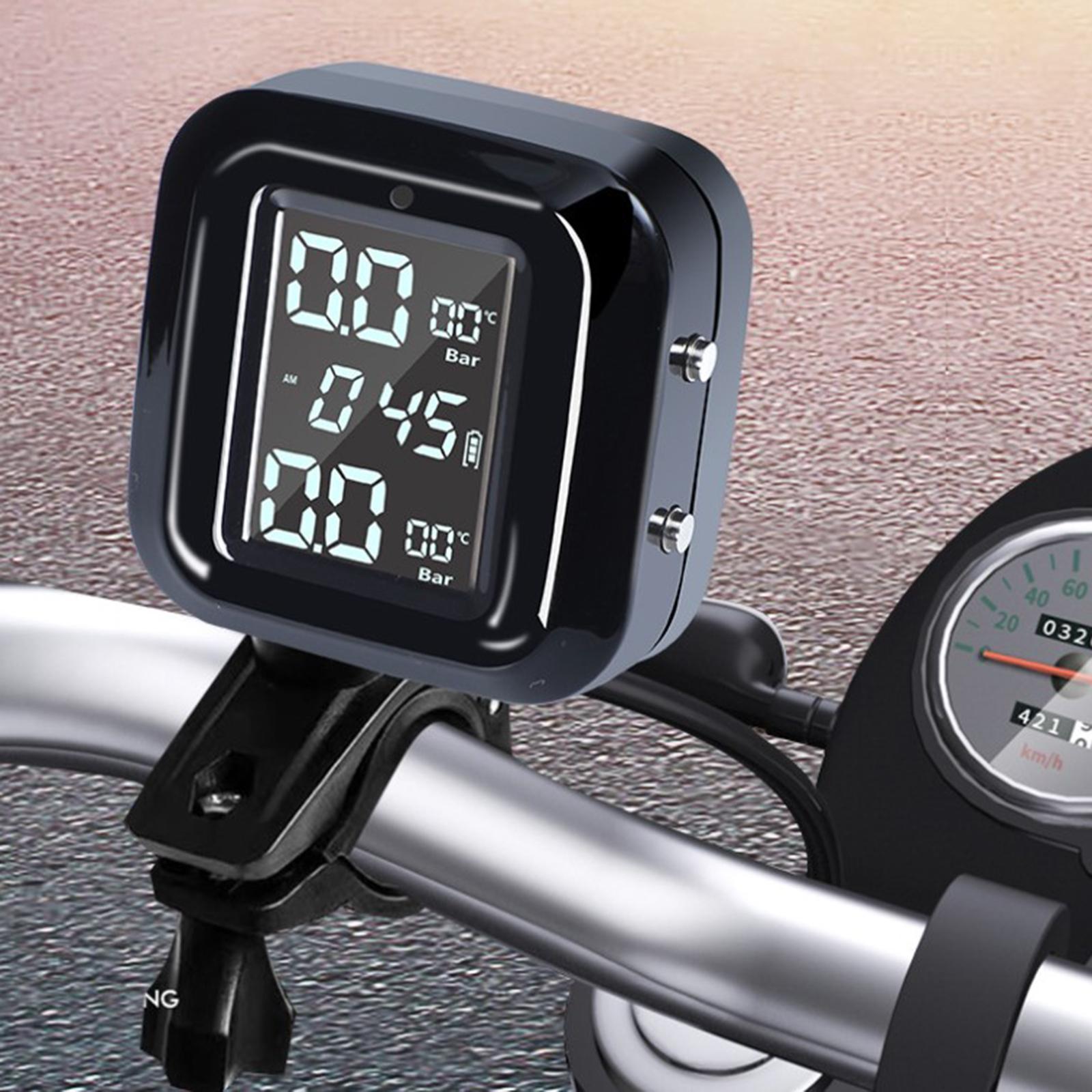 Wireless Motorcycle TPMS USB Solar Charging Tyre Temperature LCD Digital Display Tire Pressure Monitoring System High Accurancy 0 - 4 Bar