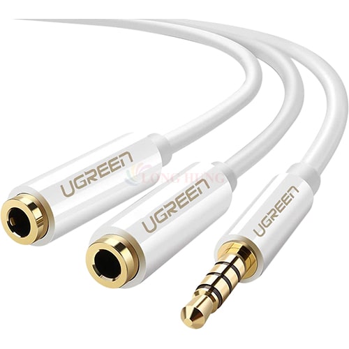 Cáp chuyển AV 3.5mm sang 2 đầu tai nghe Ugreen Audio Cable 25cm AV134 - Hàng chính hãng