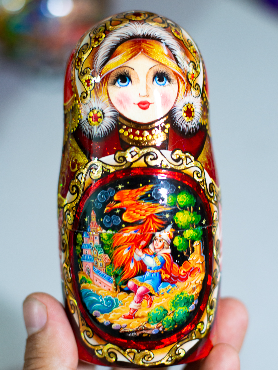 BỘ BÚP BÊ NGA MATRYOSHKA CAO CẤP 5 LỚP 18CM VẼ HOA VĂN &quot;CÔNG CHÚA CỔ TÍCH&quot; CỰC ĐẸP VÀ SANG TRỌNG, ĐỘC ĐÁO