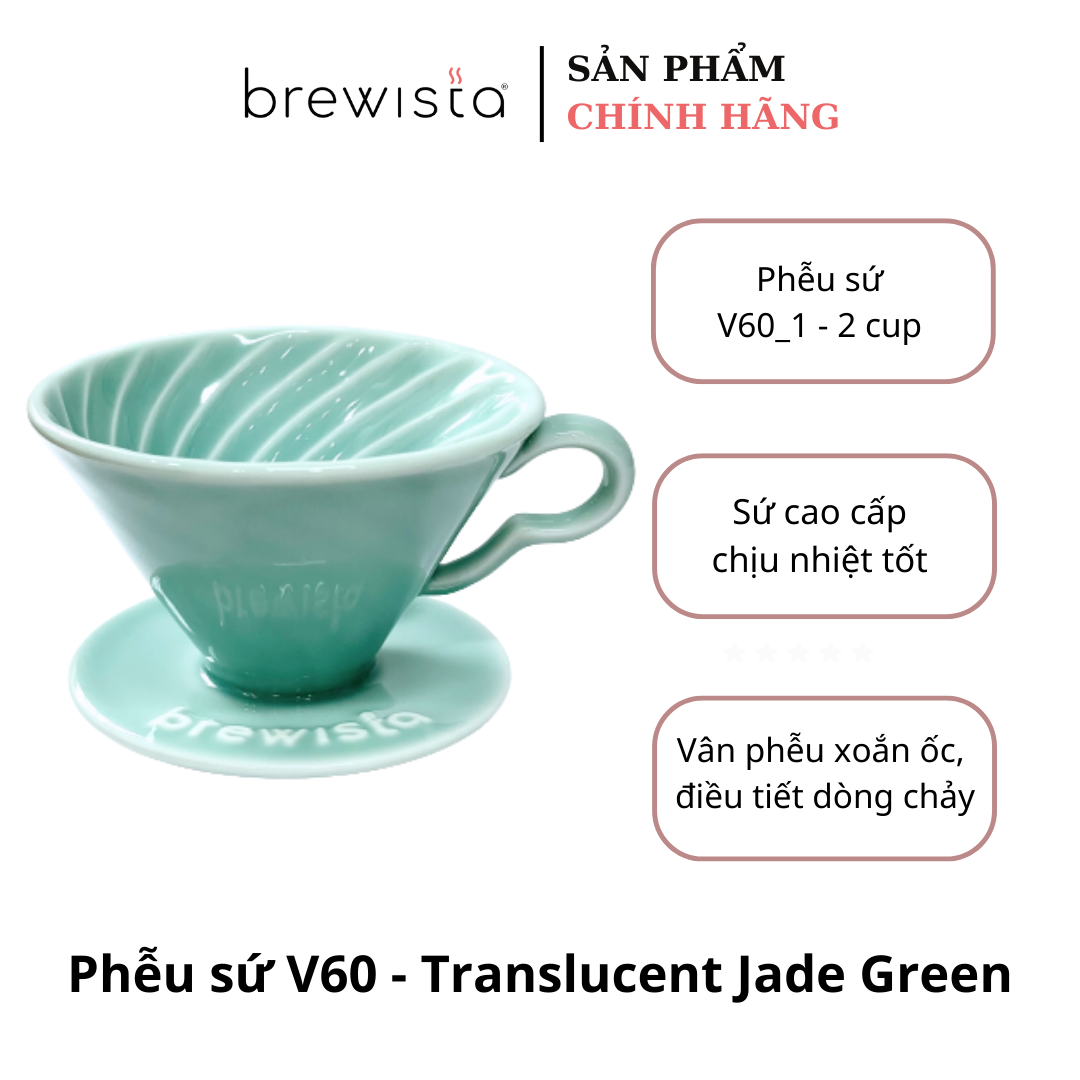 Phễu lọc cà phê V60 sứ cao cấp Brewista Dripper - Màu xanh ngọc