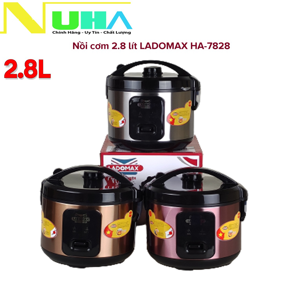 Nồi cơm điện 2.8L Ladomax HA-7828 lòng nồi dạng niêu ngon cơm, dùng cho gia đình trên 6 người ăn-Hàng chính hãng