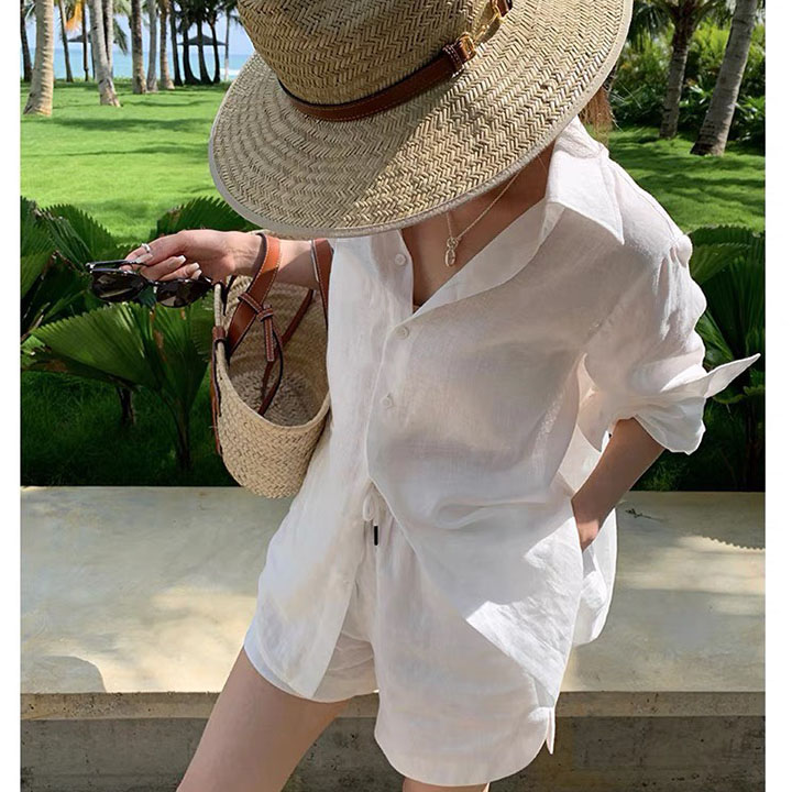 Áo sơ mi nữ công sở form rộng cổ đức ArcticHunter, chất vải linen thô Premium mềm mát sang trọng, thời trang thương hiệu chính hãng