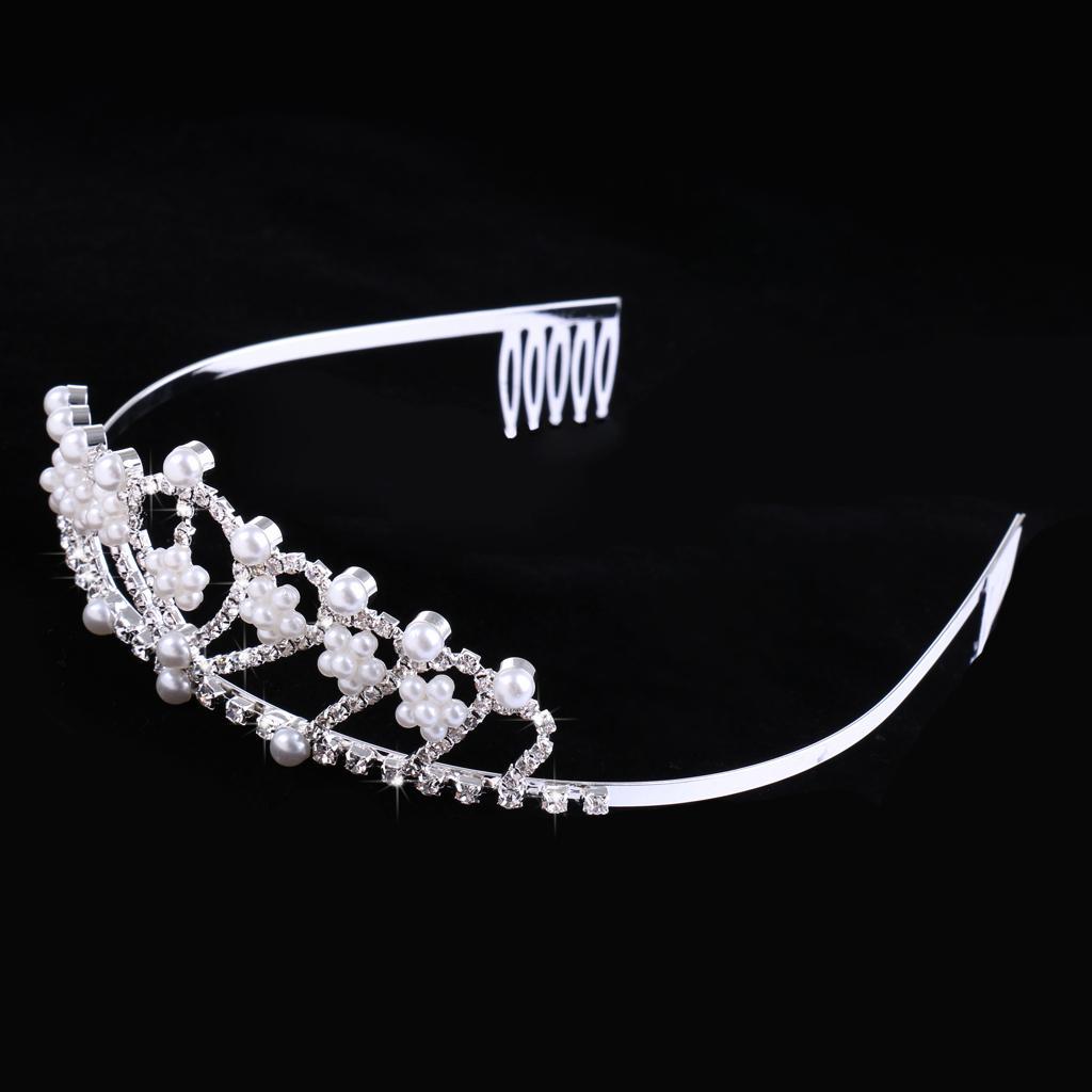 Bridal Wedding Crystal Tiara Pearls Headband Headdress Hair Accessories