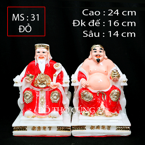 [  Cao 24 cm ] TƯỢNG THẦN TÀI THỔ ĐỊA MÀU ĐỎ- MS 31  [ COMPOSITE + BỘT ĐÁ  ]