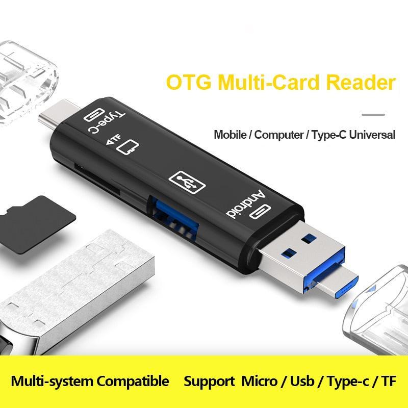 Đầu Đọc Thẻ Nhớ SD USB 2.0 5 Trong 1 Type c/Micro/TF/OTG/USB 2.0 Cho Laptop/Android/IOS